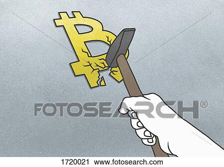 Cropped hand breaking Bitcoin symbol with hammer on gray background View Large Photo Image Stock Image - Cropped hand breaking Bitcoin symbol with hammer on gray background. Fotosearch