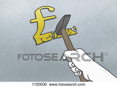 Cropped hand breaking Pound symbol with hammer on gray background View Large Photo Image Stock Image - Cropped hand breaking Pound symbol with hammer on gray background. Fotosearch