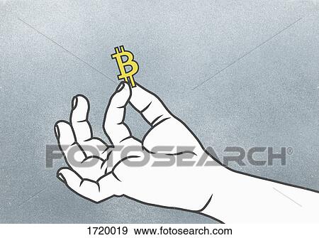 Cropped hand of man holding Bitcoin symbol against gray background View Large Photo Image Stock Photo - Cropped hand of man holding Bitcoin symbol against gray background. Fotosearch