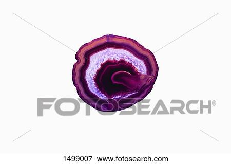 Cross section of purple agate stone against white background View Large Photo Image Stock Photo - Cross section of purple agate stone against white background. Fotosearch