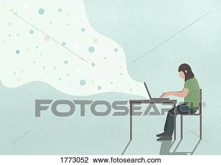 Data streaming from woman using laptop View Large Photo Image Stock Image - Data streaming from woman using laptop. Fotosearch