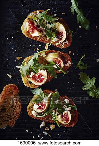 Stock Photograph - Directly above shot of healthy open faced sandwich. Fotosearch