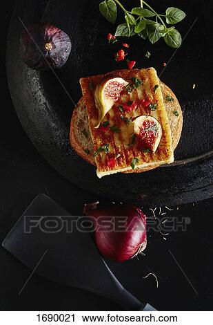 Directly above shot of open faced sandwich with ingredients on granite View Large Photo Image Stock Image - Directly above shot of open faced sandwich with ingredients on granite. Fotosearch