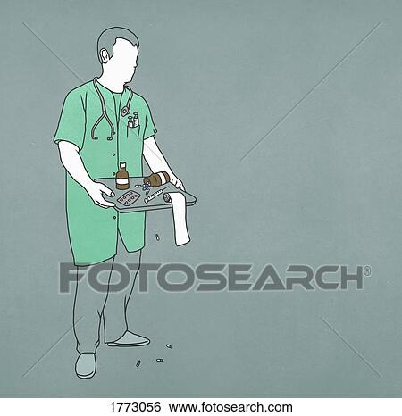 Doctor carrying tray, spilling medicine View Large Photo Image Stock Photograph - Doctor carrying tray, spilling medicine. Fotosearch
