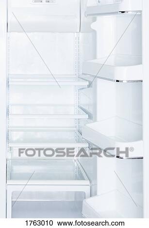 Empty, open white refrigerator View Large Photo Image Stock Image - Empty, open white refrigerator. Fotosearch