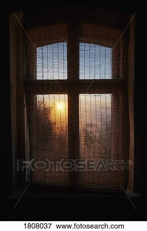 Ethereal sunrise behind gauze window curtain View Large Photo Image Stock Photo - Ethereal sunrise behind gauze window curtain. Fotosearch