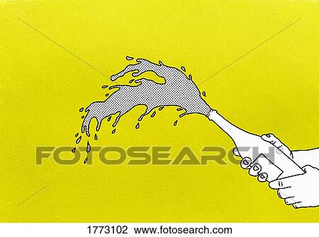 Exploding champagne on yellow background View Large Photo Image Stock Image - Exploding champagne on yellow background. Fotosearch