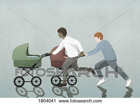 Fathers racing baby strollers View Large Photo Image Stock Image - Fathers racing baby strollers. Fotosearch