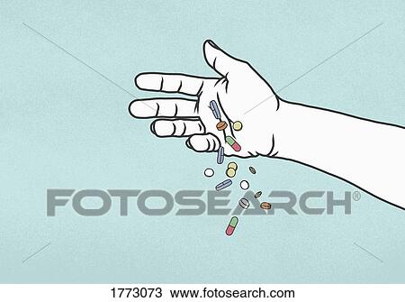 Hand dropping pills on blue background View Large Photo Image Stock Image - Hand dropping pills on blue background. Fotosearch