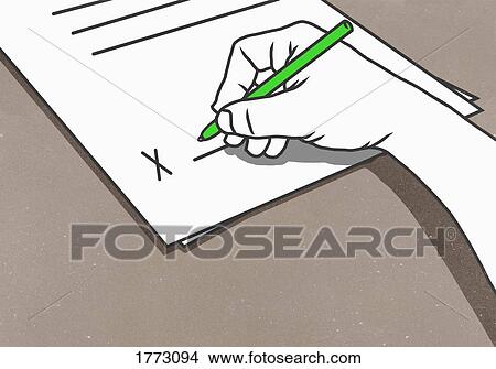 Picture - Hand signing contract. Fotosearch