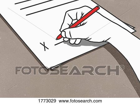 Stock Photo - Hand signing contract. Fotosearch