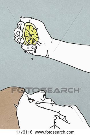 Hand squeezing lemon into womans eye View Large Photo Image Stock Photograph - Hand squeezing lemon into womans eye. Fotosearch