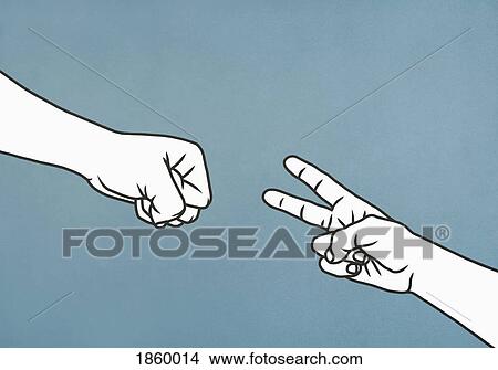 Picture - Hands playing rock, paper, scissors. Fotosearch