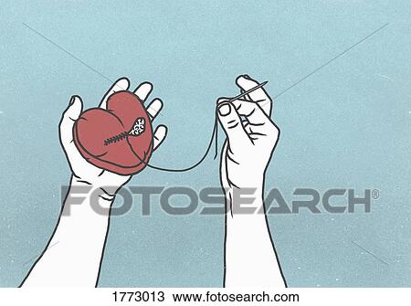 Hands sewing broken heart with needle and thread View Large Photo Image Stock Image - Hands sewing broken heart with needle and thread. Fotosearch
