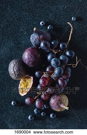 Picture - High angle view of fresh fruits on granite. Fotosearch