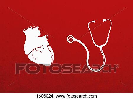 Human heart and stethoscope against red background View Large Photo Image Picture - Human heart and stethoscope against red background. Fotosearch