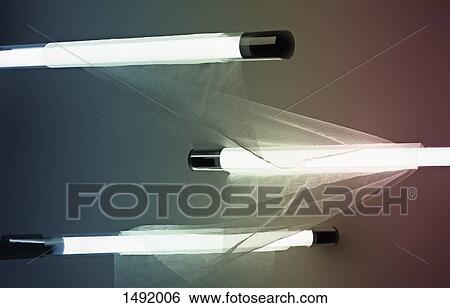 Illuminated fluorescent lights with netted fabric against wall View Large Photo Image Stock Photograph - Illuminated fluorescent lights with netted fabric against wall. Fotosearch