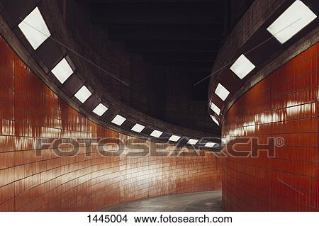 Picture - Illuminated walkway in tunnel. Fotosearch