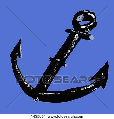 Stock Illustration - Illustration of anchor against blue background. Fotosearch