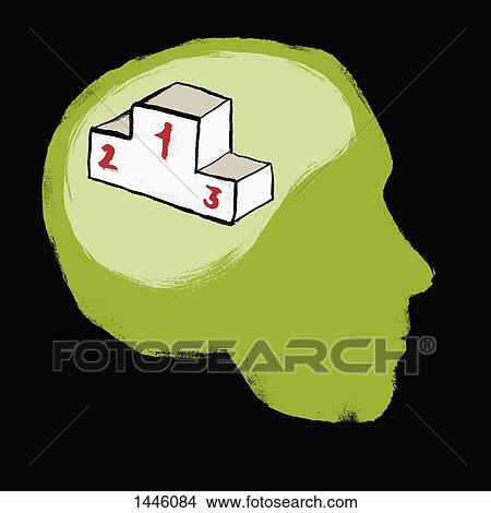 Stock Illustration - Illustration of award podium in human brain against black background. Fotosearch