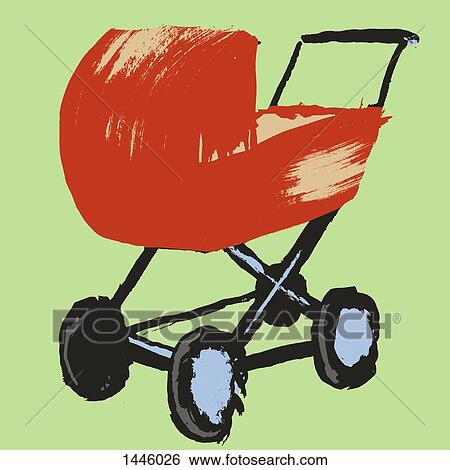 Illustration of baby carriage against green background View Large Illustration Stock Illustration - Illustration of baby carriage against green background. Fotosearch