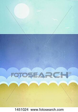 Stock Illustration - Illustration of beach on sunny day. Fotosearch