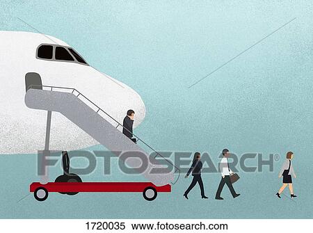Illustration of business people walking mobile phone walking by airplane against blue background View Large Photo Image Stock Photography - Illustration of business people walking mobile phone walking by airplane against blue background. Fotosearch