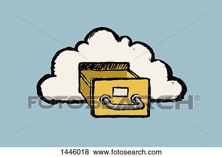 Stock Illustration - Illustration of cloud and drawer against blue background. Fotosearch