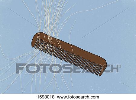 Illustration of comb with hair on blue background View Large Photo Image Stock Photo - Illustration of comb with hair on blue background. Fotosearch