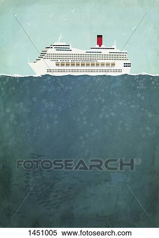 Illustration of cruise ship sailing on sea View Large Illustration Stock Illustration - Illustration of cruise ship sailing on sea. Fotosearch