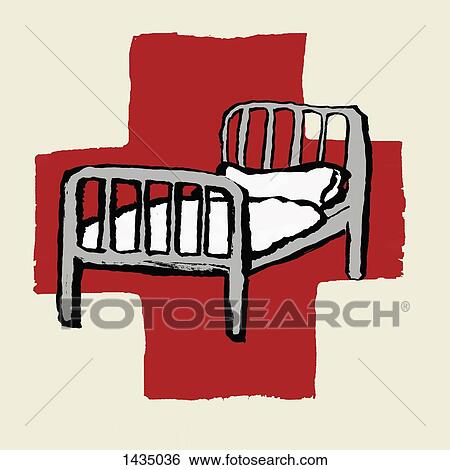 Stock Illustration - Illustration of hospital bed against International Red Cross. Fotosearch