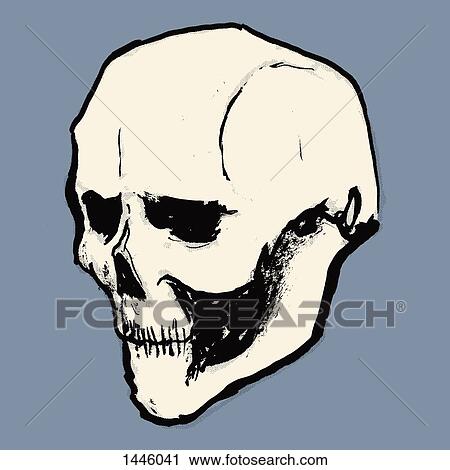 Clip Art - Illustration of human skull against purple background. Fotosearch