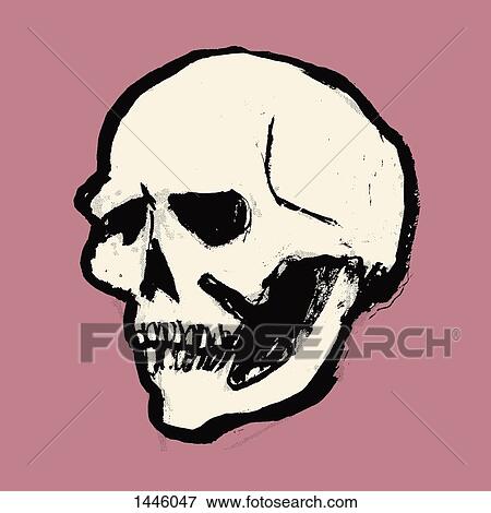 Stock Illustration - Illustration of human skull against pink background. Fotosearch