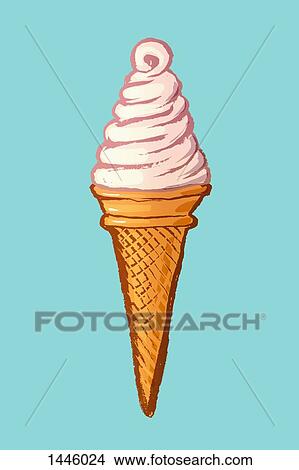 Stock Illustration - Illustration of ice cream against blue background. Fotosearch
