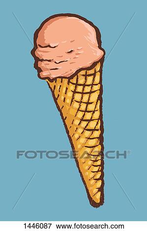 Illustration of ice cream cone against blue background View Large Illustration Stock Illustration - Illustration of ice cream cone against blue background. Fotosearch