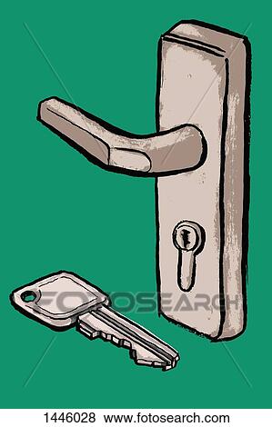 Illustration of key and door handle against green background View Large Illustration Stock Illustration - Illustration of key and door handle against green background. Fotosearch