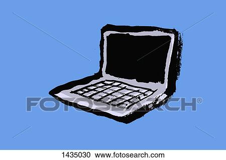 Illustration of laptop against blue background View Large Illustration Clipart - Illustration of laptop against blue background. Fotosearch