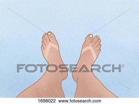 Illustration of legs with tan line against blue background View Large Photo Image Stock Image - Illustration of legs with tan line against blue background. Fotosearch