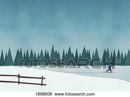 Illustration of man skiing against blue sky View Large Photo Image Stock Photograph - Illustration of man skiing against blue sky. Fotosearch