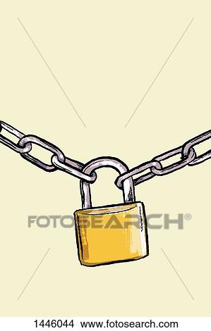 Illustration of padlock attached to chains against beige background View Large Illustration Stock Illustration - Illustration of padlock attached to chains against beige background. Fotosearch