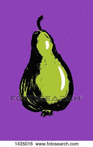 Stock Illustration - Illustration of pear against purple background. Fotosearch