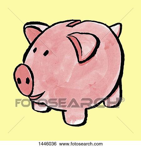 Illustration of piggy bank against yellow background View Large Illustration Stock Illustration - Illustration of piggy bank against yellow background. Fotosearch