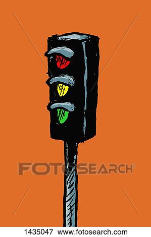 Stock Illustration - Illustration of road signal against orange background. Fotosearch