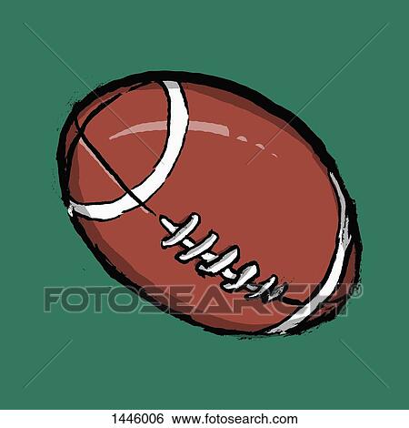 Stock Illustration - Illustration of rugby ball against green background. Fotosearch