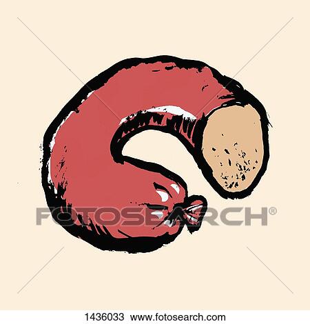 Illustration of sausage against white background View Large Illustration Drawing - Illustration of sausage against white background. Fotosearch