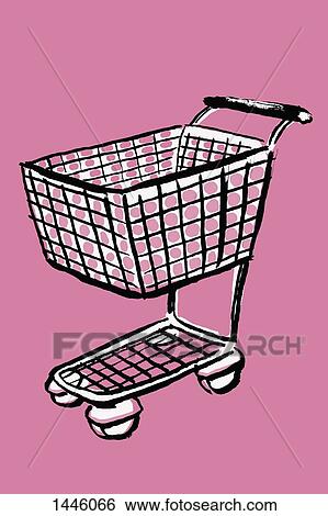 Stock Illustration - Illustration of shopping cart against pink background. Fotosearch