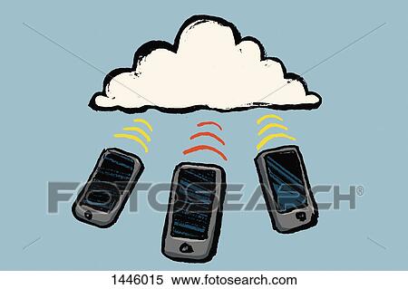 Illustration of smart phones and cloud against blue background View Large Illustration Stock Illustration - Illustration of smart phones and cloud against blue background. Fotosearch