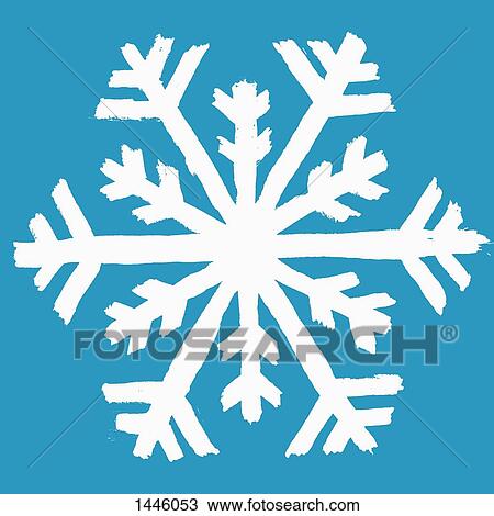 Drawing - Illustration of snow flake against blue background. Fotosearch