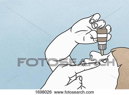 Illustration of woman pouring eye drop against blue background View Large Photo Image Stock Photograph - Illustration of woman pouring eye drop against blue background. Fotosearch