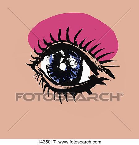 Illustration of woman's eye with makeup against pink background View Large Illustration Stock Illustration - Illustration of woman's eye with makeup against pink background. Fotosearch